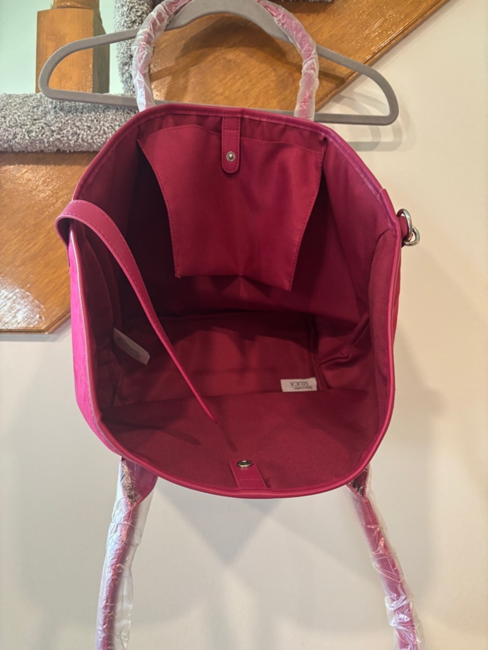 NWT Ralph Lauren Fragrance Suede Tote Bag - Fuchsia - Picture 4 of 4